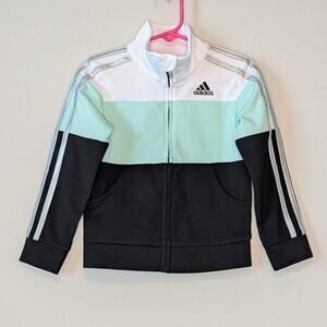 Adidas Mint & Black Color Block Zip Up Reflective Sleeve Jacket Size 3T